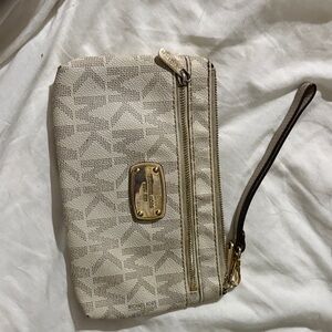 Michael Kors Beige Patterned Wristlet